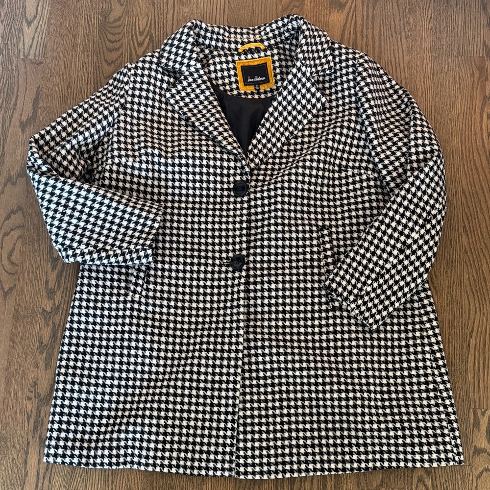 Sam Edelman Black and White Houndstooth Pea Coat - never worn!